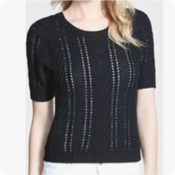 SANCTUARY Open Stitch Crewneck Black Sweater, Size Medium - Picture 4 of 14